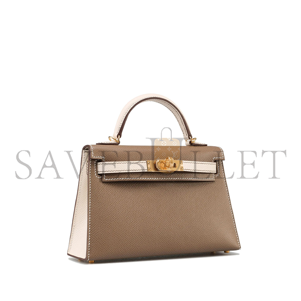 H**mes master mini kelly 20 ii etoupe craei veau epsom with brushed gold hardware (19*12*5.5cm)